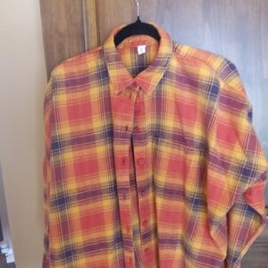 bp Men's Plaid Button-Down Shirt in Orange, Yellow & Purple